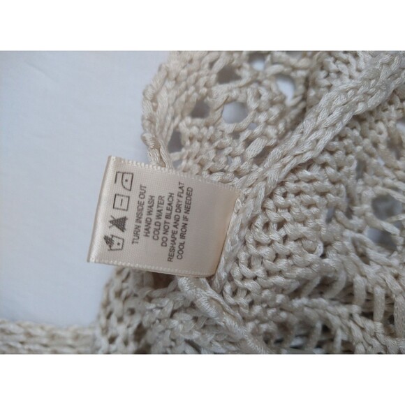 NWT Honey & Sparkle Crochet Tank Top Sz M Beige Tan Hippie Festival Fringe Boho - Picture 6 of 11